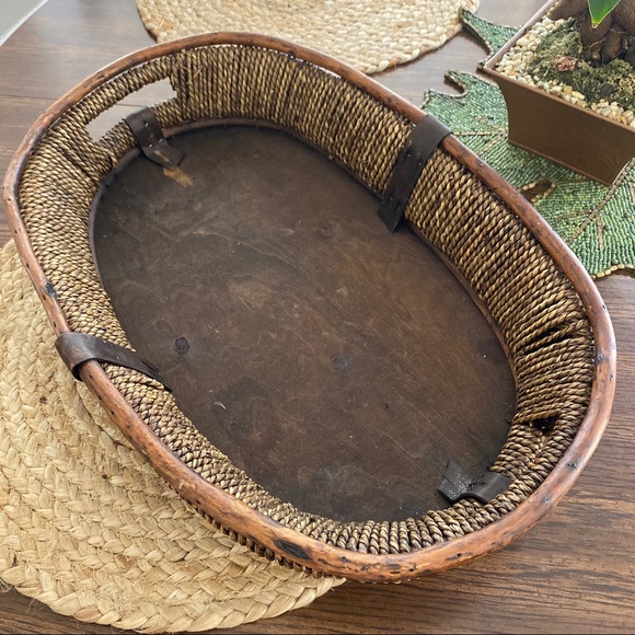 Boho Handmade Wicker Wooden Table Top Basket - Picture 11 of 11